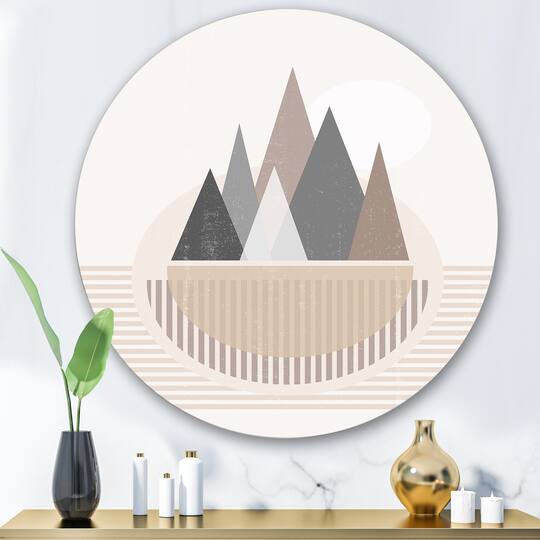 Designart - Abstract Sun and Moon In Mountains III